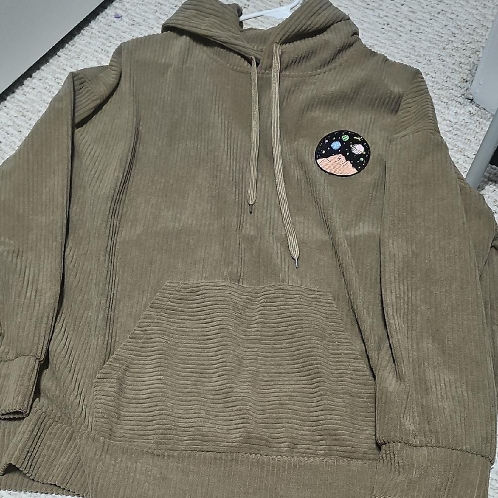 Brown Unisex Hoodie Sweater With Mountain Patch
